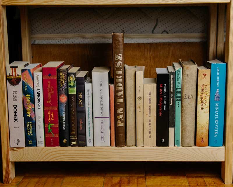 Książki na półce.